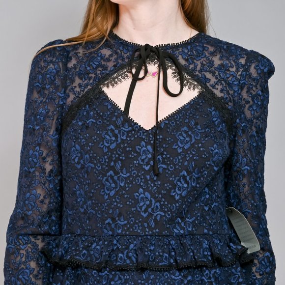 ML MONIQUE LHUILLIER Tie-Neck Lace Dress NWT - Picture 2 of 7